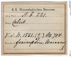 Etiketten zu Calcit (NHMW-MIN-Ab221)